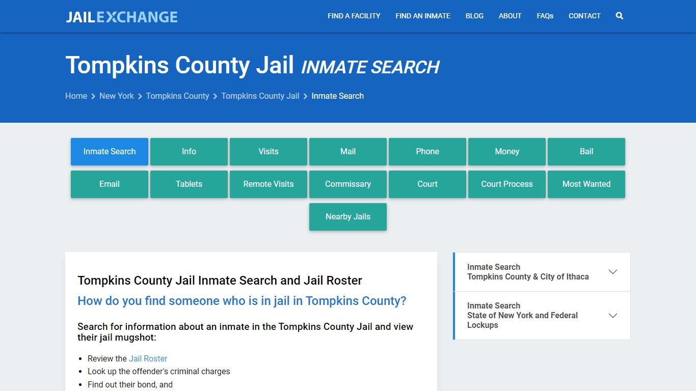 Inmate Search: Roster & Mugshots - Tompkins County Jail, NY
